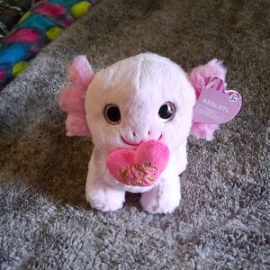 Ty Pink Axolotl Plush with Heart
